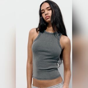 NWT Zara Washed Effect Ribbed Racer back Tank - size L